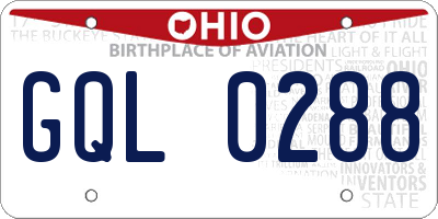 OH license plate GQL0288