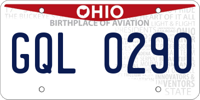 OH license plate GQL0290