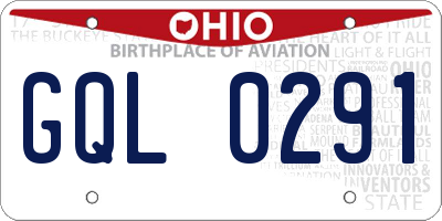 OH license plate GQL0291