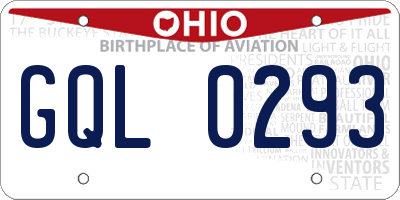 OH license plate GQL0293