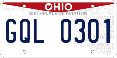 OH license plate GQL0301