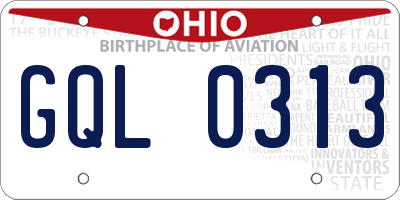 OH license plate GQL0313
