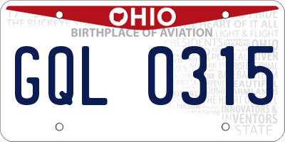 OH license plate GQL0315