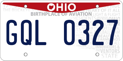 OH license plate GQL0327