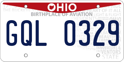 OH license plate GQL0329