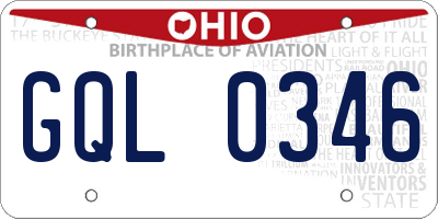 OH license plate GQL0346