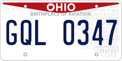 OH license plate GQL0347