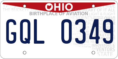OH license plate GQL0349