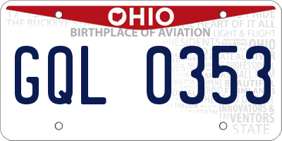 OH license plate GQL0353