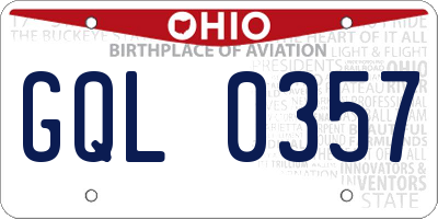 OH license plate GQL0357