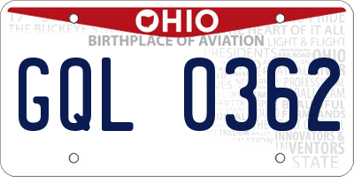 OH license plate GQL0362