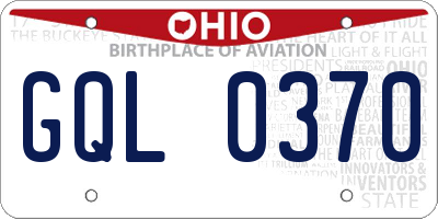 OH license plate GQL0370