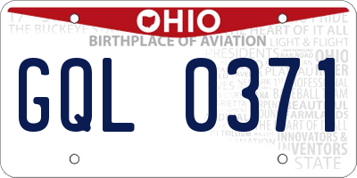 OH license plate GQL0371