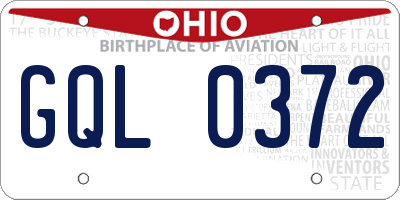 OH license plate GQL0372