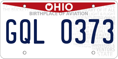 OH license plate GQL0373