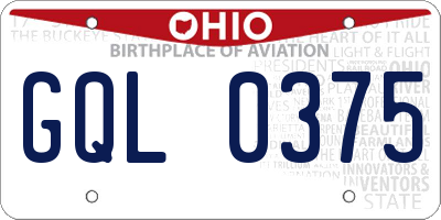 OH license plate GQL0375