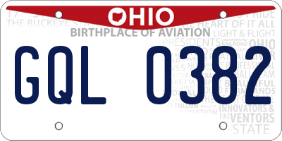 OH license plate GQL0382