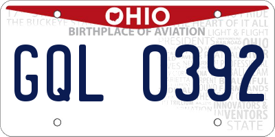 OH license plate GQL0392