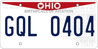 OH license plate GQL0404
