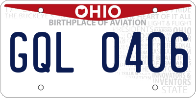 OH license plate GQL0406