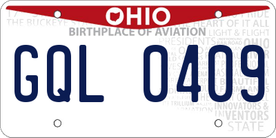 OH license plate GQL0409