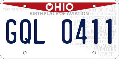 OH license plate GQL0411