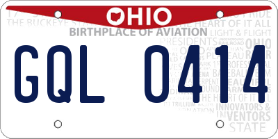 OH license plate GQL0414