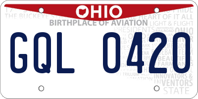 OH license plate GQL0420