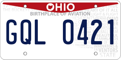 OH license plate GQL0421