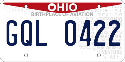 OH license plate GQL0422
