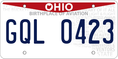 OH license plate GQL0423