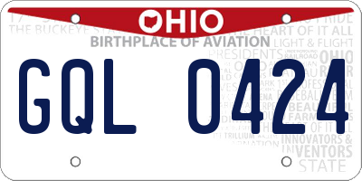 OH license plate GQL0424
