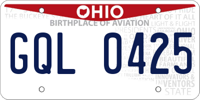 OH license plate GQL0425