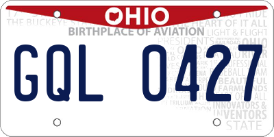 OH license plate GQL0427