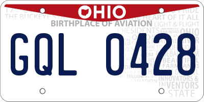 OH license plate GQL0428
