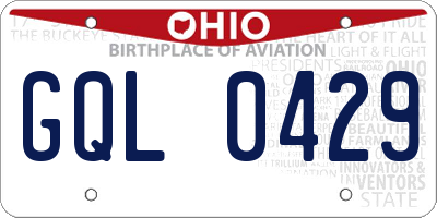 OH license plate GQL0429