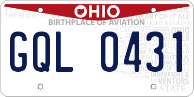 OH license plate GQL0431