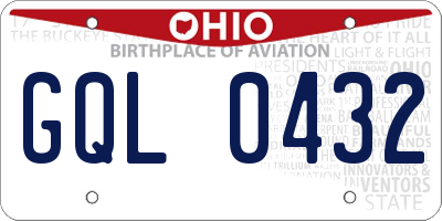OH license plate GQL0432