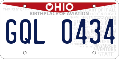 OH license plate GQL0434