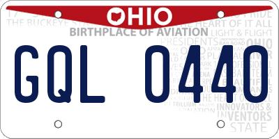 OH license plate GQL0440