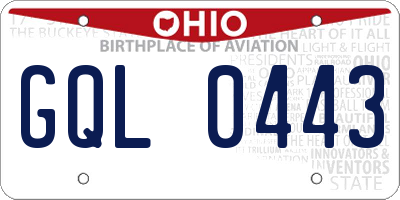 OH license plate GQL0443