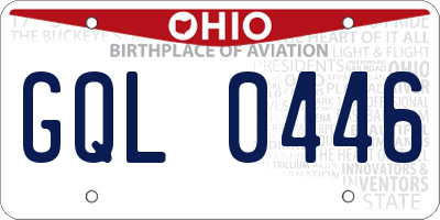 OH license plate GQL0446