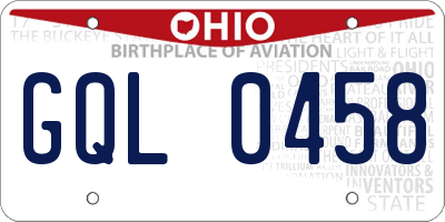 OH license plate GQL0458