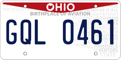 OH license plate GQL0461