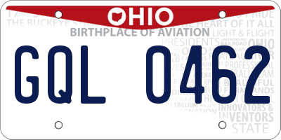 OH license plate GQL0462