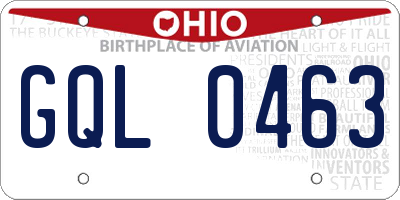 OH license plate GQL0463
