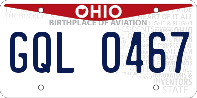 OH license plate GQL0467