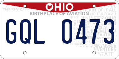 OH license plate GQL0473