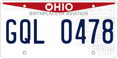 OH license plate GQL0478
