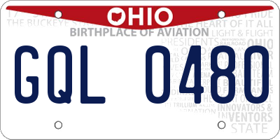 OH license plate GQL0480